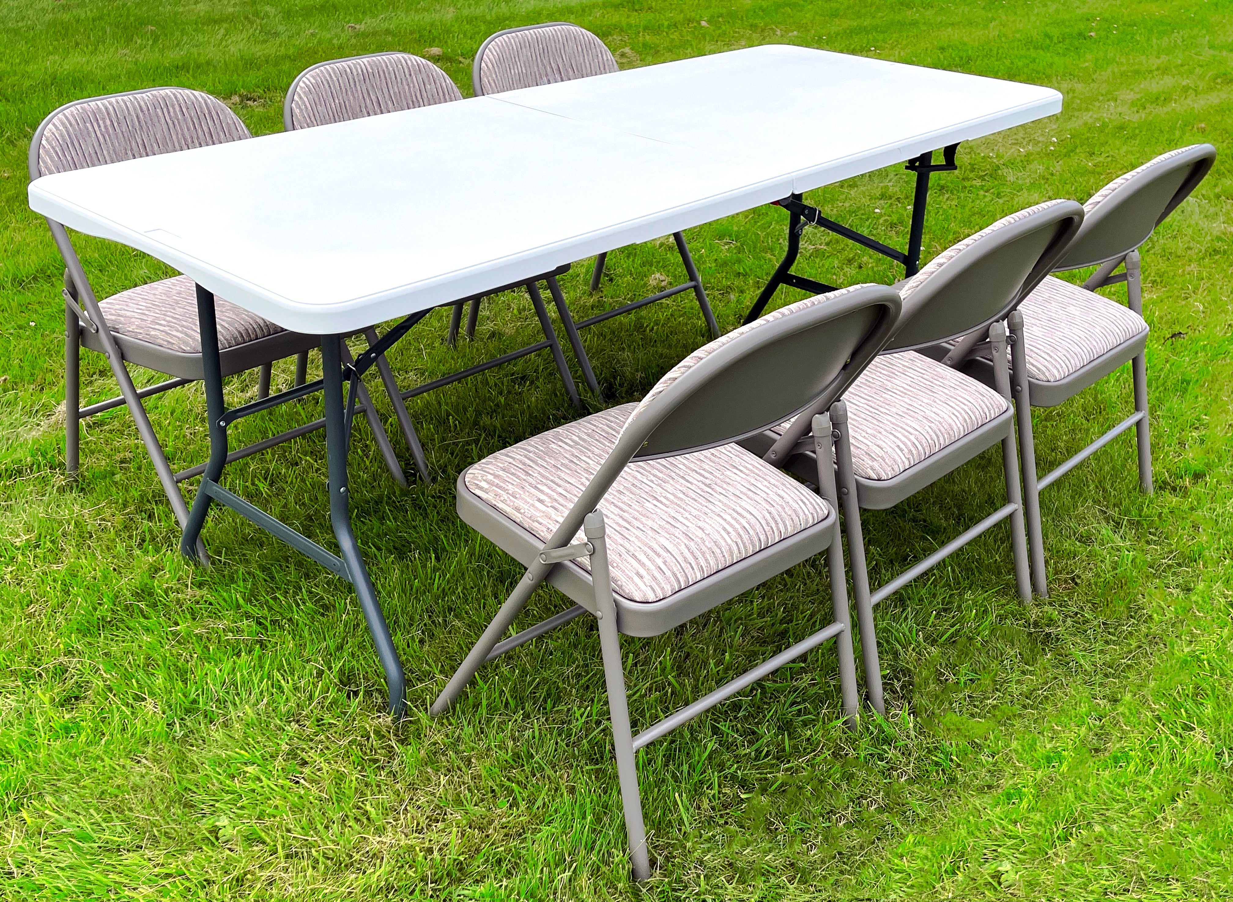 6 Feet Folding Table with 6 Fold Away Chairs