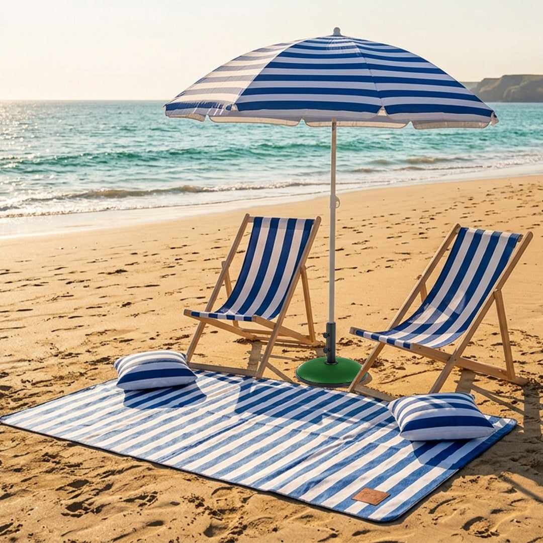 Parasol Umbrella with Two Deck Chairs + Picnic Mat