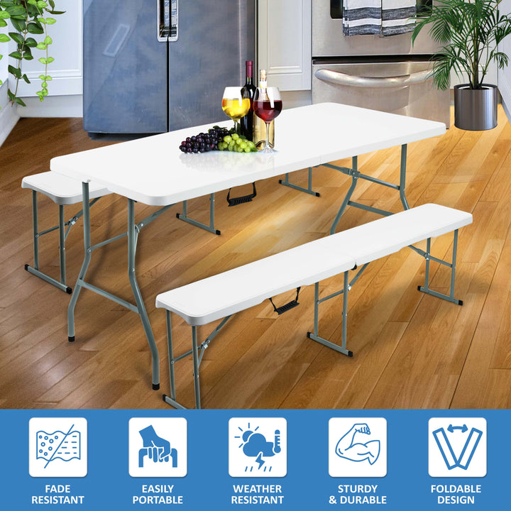 6ft Heavy Duty Table and Benches Set