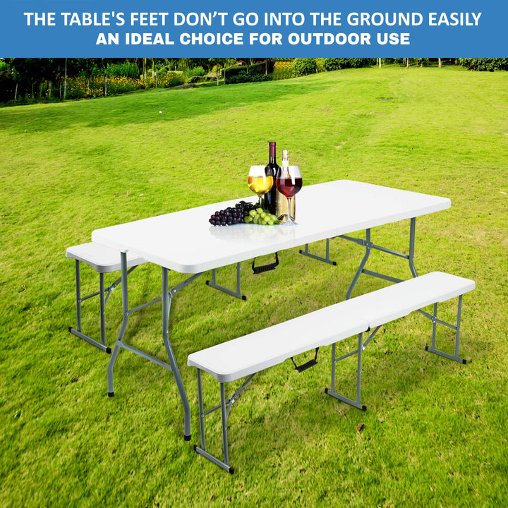 6ft Heavy Duty Table and Benches Set