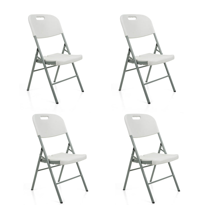 Set of 4 Heavy Duty Folding Metal Frame Plastic Chairs