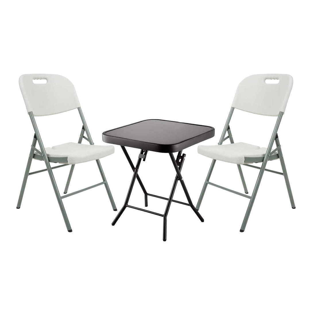 Glass Top Table with Foldable Chairs