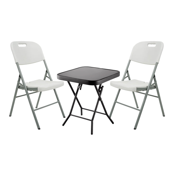 Glass Top Table with Foldable Chairs