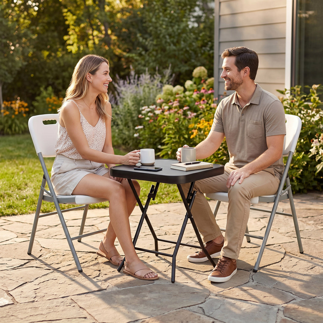Glass Top Table with Foldable Chairs