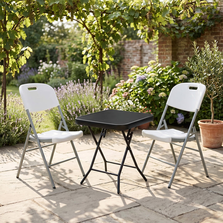 Glass Top Table with Foldable Chairs