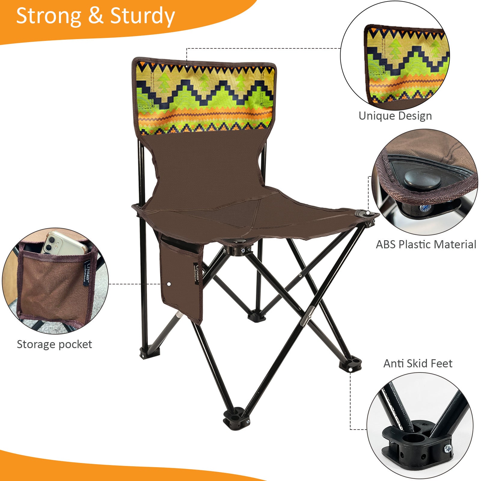 3Pc Foldable Camping Table & Chair Set Folding