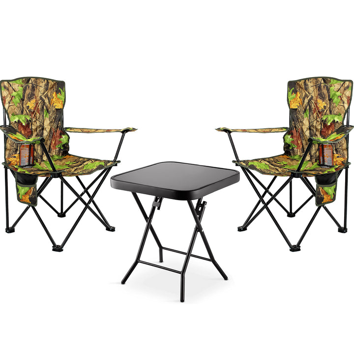 Camping Chairs with Glass Top Side Table