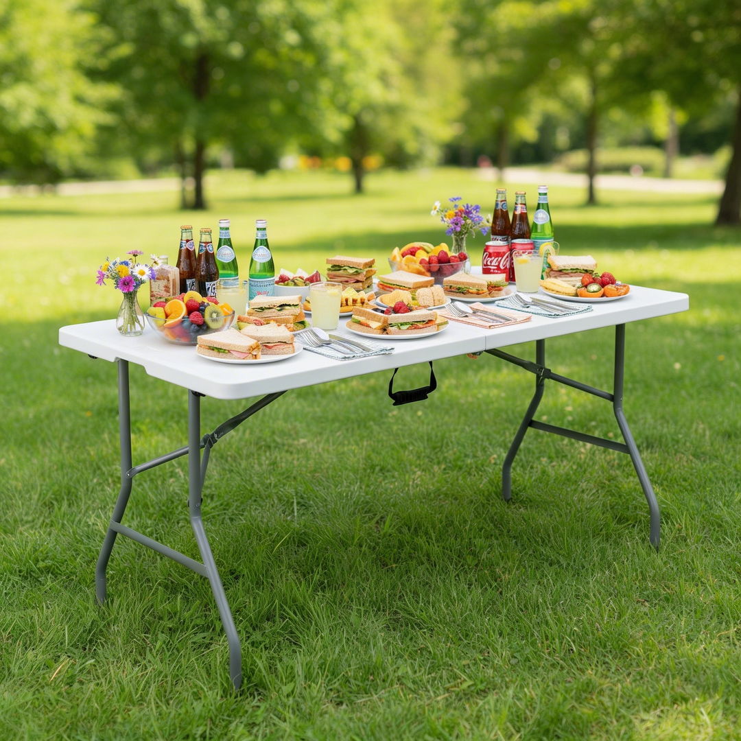 5ft Collapsible Folding Table With 6 Folding Chairs