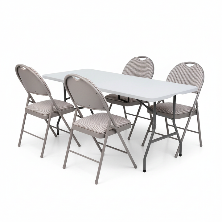 5ft Collapsible Folding Table With 4 Folding Chairs