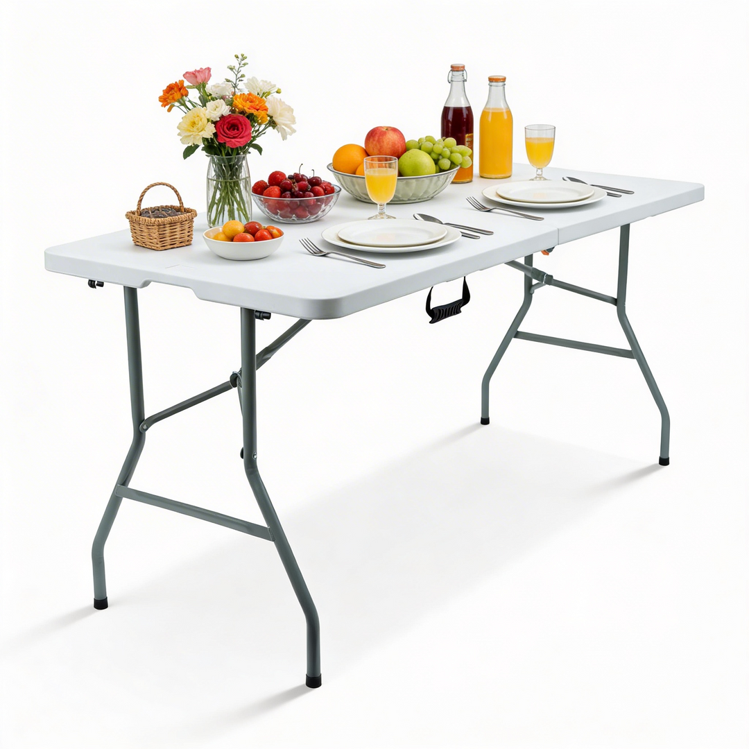 5ft Collapsible Folding Table With 6 Folding Chairs