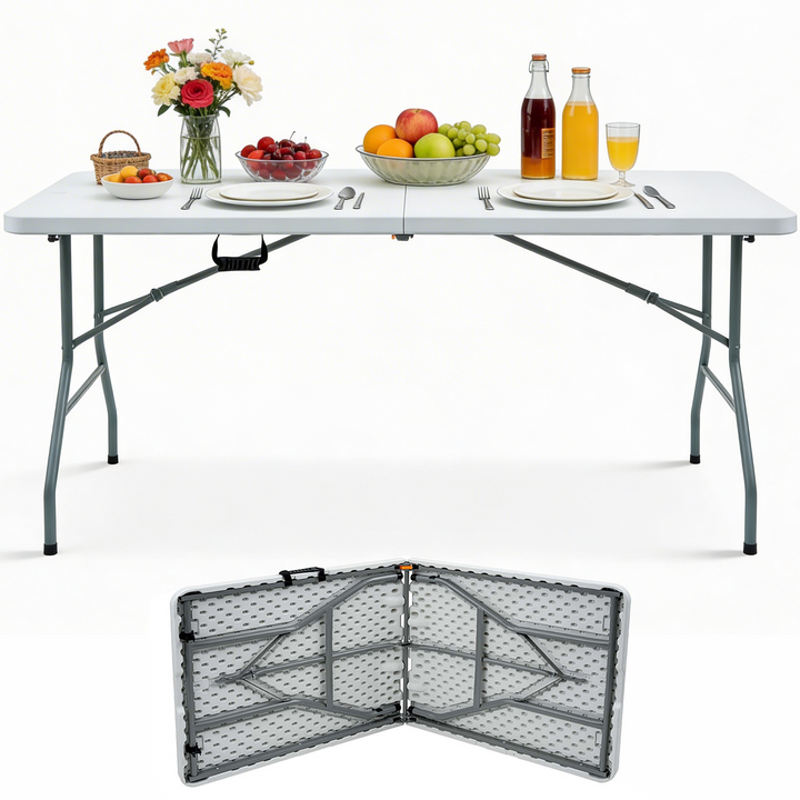 5ft Collapsible Folding Table With 6 Folding Chairs