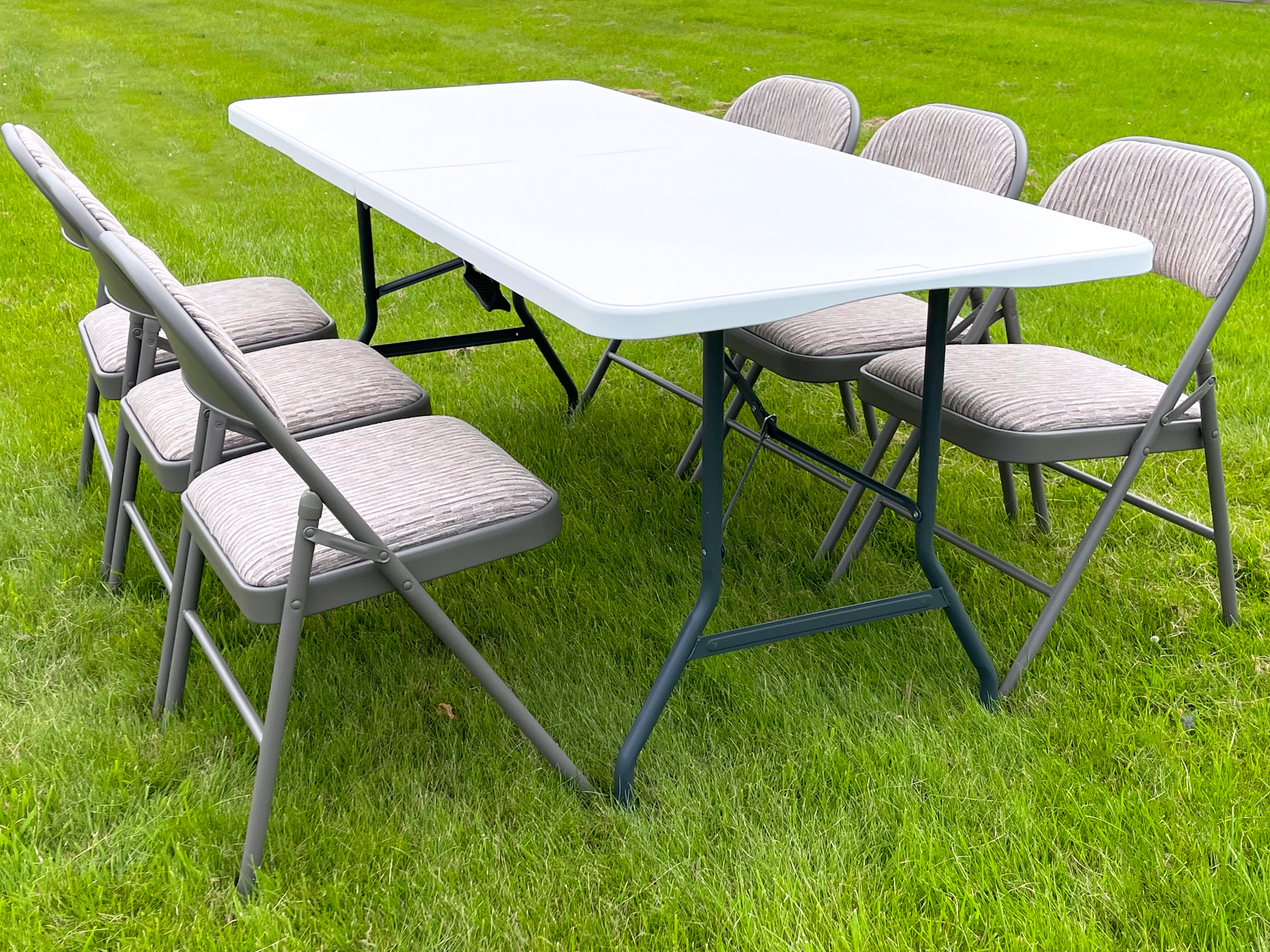6 Feet Folding Table with 6 Fold Away Chairs