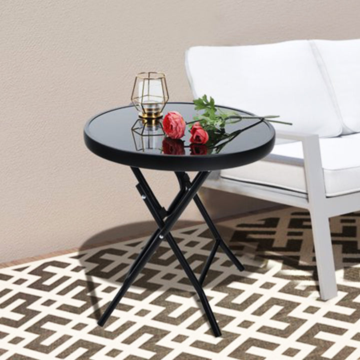Glass Top Garden Folding Table