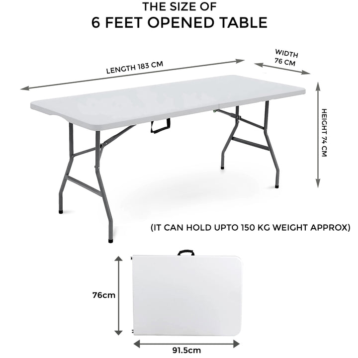 6 Feet Folding Table with 6 Fold Away Chairs