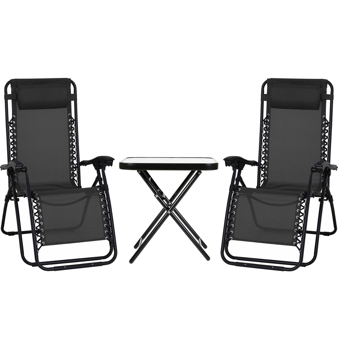 Sun Lounger Chairs With Glass Top Side Table