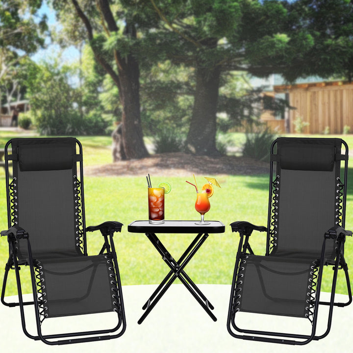 Sun Lounger Chairs With Glass Top Side Table